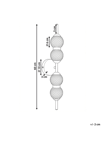 Beliani Wandleuchte ARAS in Gold/Transparent - (W) 10 x (H) 60 x (L) 10 cm