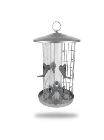 relaxdays Vogelfutterstation in Silber - (H)34,5 x Ø 21 cm
