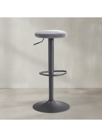 KADIMA DESIGN Barhocker | Höhe 58-79cm, Samt-Wildleder, Eisen in Grau