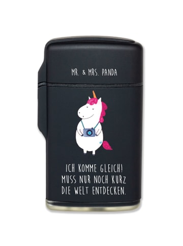 Mr. & Mrs. Panda Feuerzeug Einhorn Fotograf mit Spruch in Schwarz