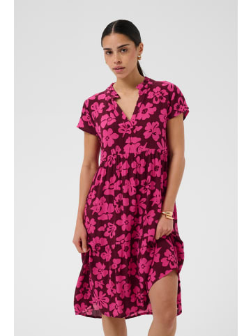 Kaffe Kleid KAmarianah A-shape in Carbernet/Pink Flowers