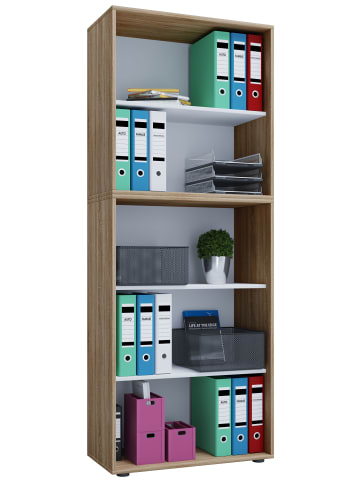 VCM Holz Büro Regal Bücher Ordner Aktenregal Lona 5f in Sonoma-Eiche (Sägerau)