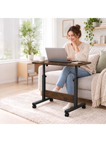 relaxdays Laptoptisch in Schwarz/ Braun - (B)60 x (H)67-90 x (T)40 cm