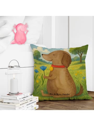 Mr. & Mrs. Panda Sofakissen Hund Blume Design ohne Spruch in Weiß