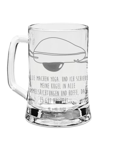 Mr. & Mrs. Panda Gravur Bierkrug Avocado Yoga mit Spruch in Transparent