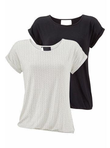 LASCANA T-Shirt in offwhite-gemustert, schwarz