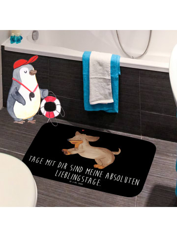Mr. & Mrs. Panda Badteppich Hund Dackel mit Spruch in Schwarz