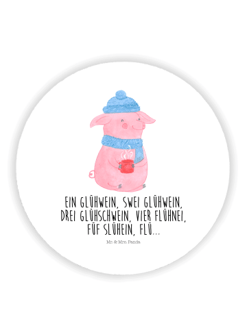 Mr. & Mrs. Panda Rund Magnet Schweinchen Glühwein mit Spruch in Weiß