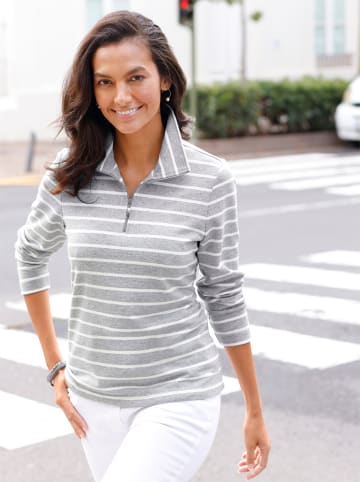 WITT WEIDEN Sweatshirt in steingrau-ecru-geringelt