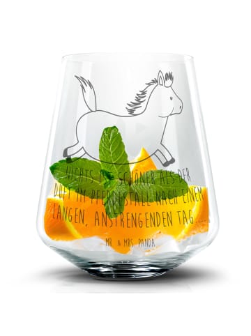 Mr. & Mrs. Panda Cocktail Glas Pferd Springen mit Spruch in Transparent