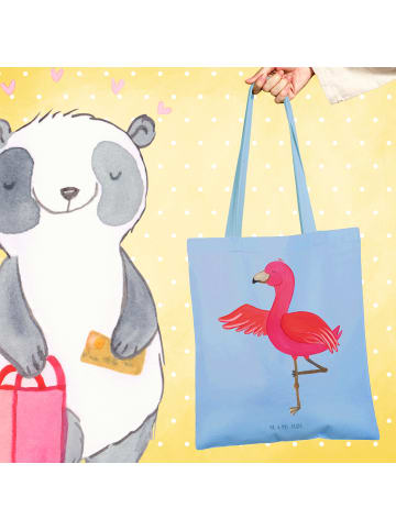 Mr. & Mrs. Panda Tragetasche Flamingo Yoga ohne Spruch in Sky Blue