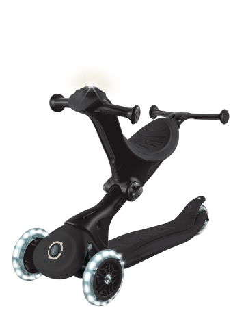 GLOBBER 3in1 Aufsitzrad, Laufrad, Scooter GO-UP DELUXE LIGHTS 360 in schwarz