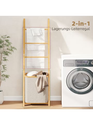 HOMCOM Badezimmer Regal-43L x 35B x 133H cm-Cremeweiß