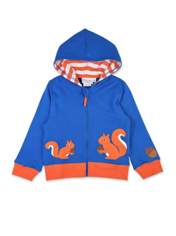 Toby Tiger Sweatjacke mit Kapuze und mit Eichhörnchen-Applikation in blau