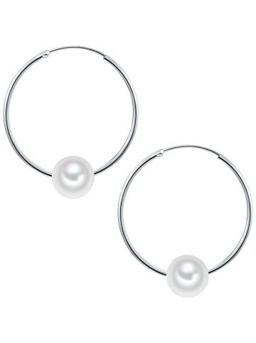 Valero Pearls Creolen Sterling Silber Süßwasser-Zuchtperle in silber