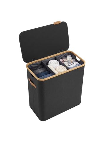 SONGMICS Wäschekorb Roxanne in Schwarz - (B)38.5 x (H)70.5 x (T)60 cm