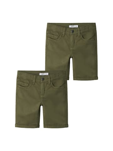 name it 2er-SET Jeans Shorts Kurze Chino Denim Hose in Grün