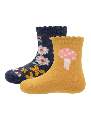 ewers 2er-Set Socken 2er Pack GOTS Blümchen/Pilz in tinte