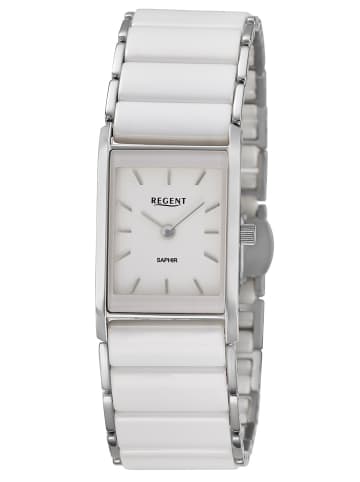 Regent Damen-Armbanduhr Edelstahl/Keramik Weiß