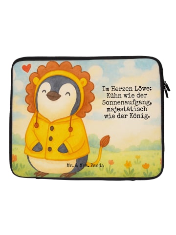 Mr. & Mrs. Panda Laptop Tasche Löwe Astrologie Design mit Spruch in Weiß