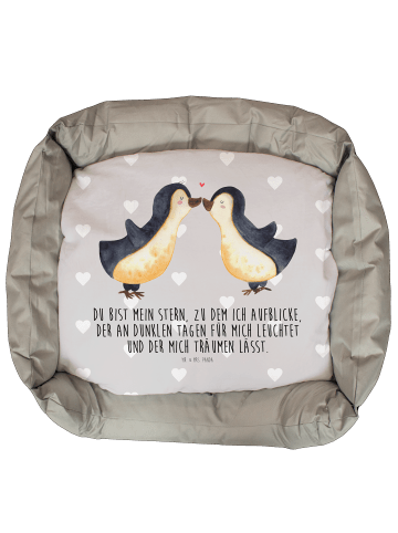 Mr. & Mrs. Panda Katzenkorb Pinguin Liebe mit Spruch in Grau Pastell