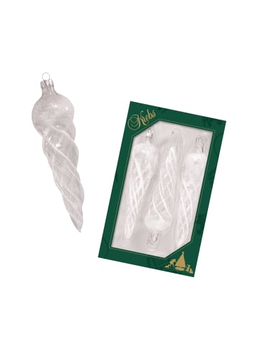 Krebs Glas Lauscha 3er-Set: Baumschmuck-Glasornament in Weiß