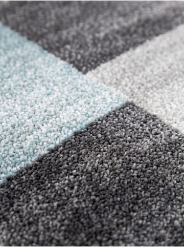 KADIMA DESIGN Teppich Kurzflor Waschbar Karo SOLDA Strapazierfähig OEKO-TEX in Blau
