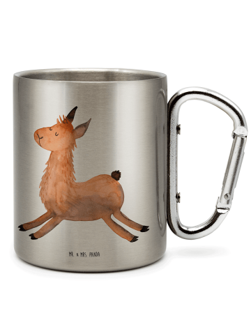 Mr. & Mrs. Panda Karabiner Tasse Lama Springen ohne Spruch in Silber