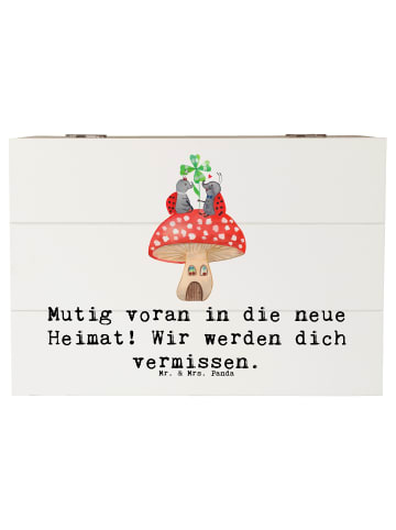 Mr. & Mrs. Panda Holzkiste Umzug in eine neue Stadt mit Spruch in Weiß