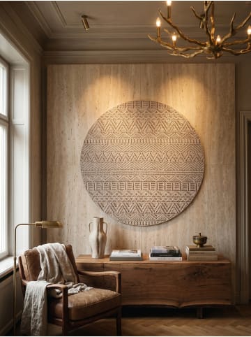 KADIMA DESIGN Flachgewebe-Teppich Ethno Streifen Boho Pflegeleicht in Beige