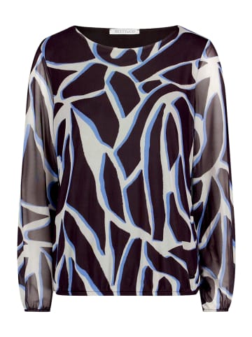 BETTY & CO Mesh-Shirt mit Gummizug in Grau/Weiß