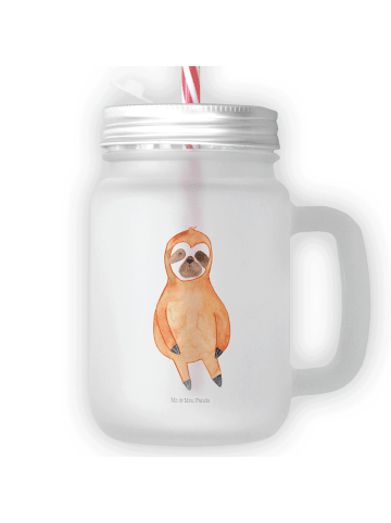 Mr. & Mrs. Panda Mason Jar Faultier Zufrieden ohne Spruch in Transparent