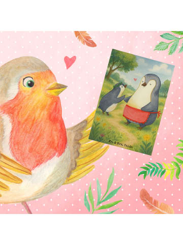 Mr. & Mrs. Panda Glückwunschkarte Pinguin mit Kind Design ohne S... in Weiß