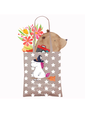 Mr. & Mrs. Panda Schultasche Einhorn Hexe mit Spruch in Braun Pastell
