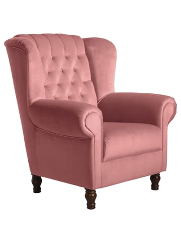 58 aufm Kessel OHRENBACKENSESSEL Katreen Bezug Samtvelours Buche nussbaum dunkel / rosé