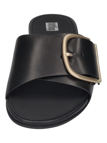 fitflop Pantoletten GRACIE MAXI-BUCKLE LEATHER SLIDES in schwarz