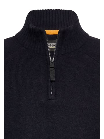 Camel Active Leichter Pullover mit Stehkragen und Reißverschluss in Navyblau