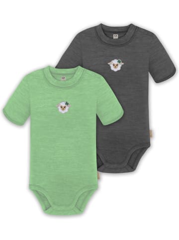 Normani Outdoor Sports 2er Set Doppelpack Baby Merino Body in Grün/Anthrazit