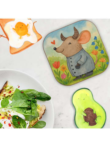 Mr. & Mrs. Panda Holzuntersetzer Stier Astrologie Design ohne Sp... in Weiß