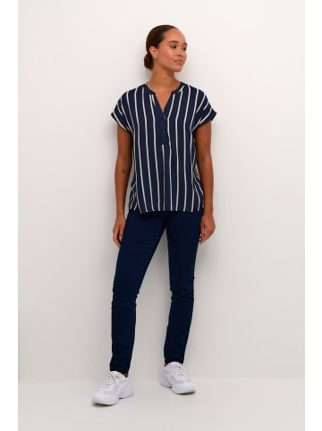 Kaffe Kurzarm-Bluse KAstridy in Midnight Marine/Chalk Stripe