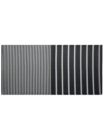 Beliani Outdoorteppich HALDIA in Schwarz/Weiß - (W) 90 x (H) 0.5 x (L) 180 cm