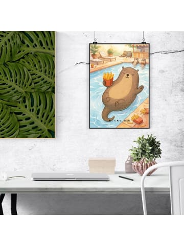 Mr. & Mrs. Panda Print Otter Schwimmbad Pommes Design ohne Spruch in Weiß