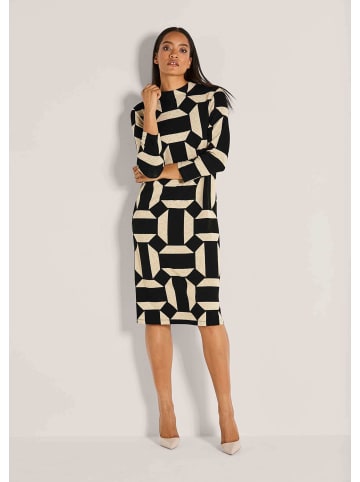 MADELEINE Elegantes Kleid mit Grafik-Print in schwarz / beige / melange