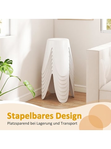 COSTWAY 8er-Set stapelbare Hocker Ø45 x 46 cm in Weiß