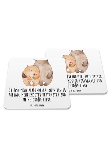 Mr. & Mrs. Panda Tassenuntersetzer Bären Liebe mit Spruch in Weiß