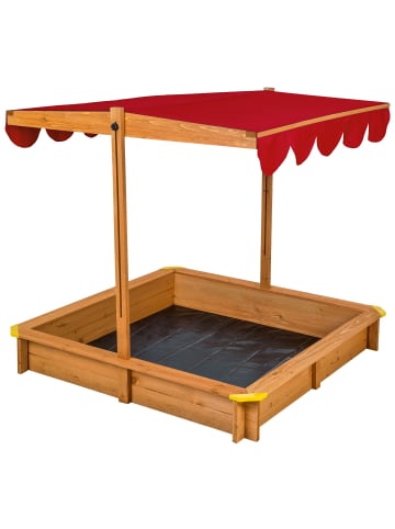 tectake Holzsandkasten, 120 x 120 x 120 cm, Holz, verstellbares Dach