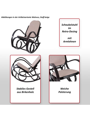 MCW Schaukelstuhl Gallarate, Walnuss-Optik, Patchworkleder braun