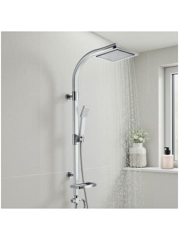 tectake Aluminium Regenduschsystem  Antikalktechnik, grau