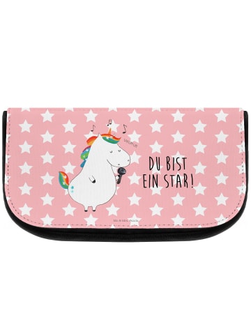 Mr. & Mrs. Panda Kosmetiktasche Einhorn Sänger mit Spruch in Rot Pastell