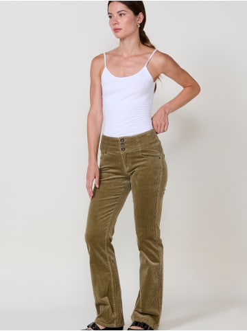 KOROSHI Damen Cordhose Korsett Botcut Pushup in khaki